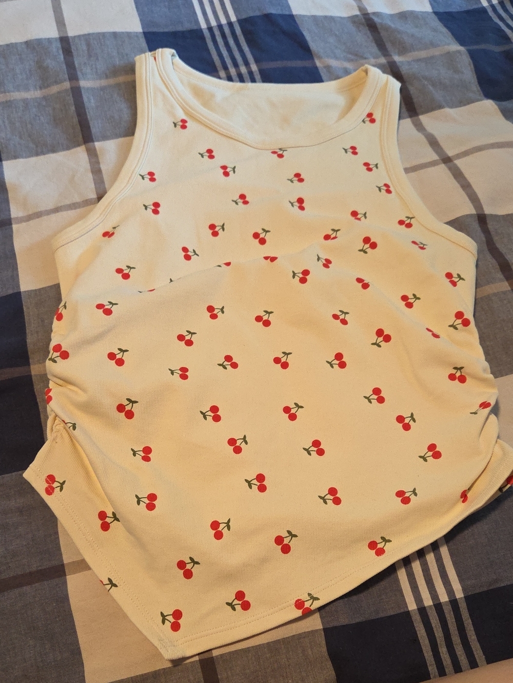 NWOT-Cream Cherry Print Tank Top